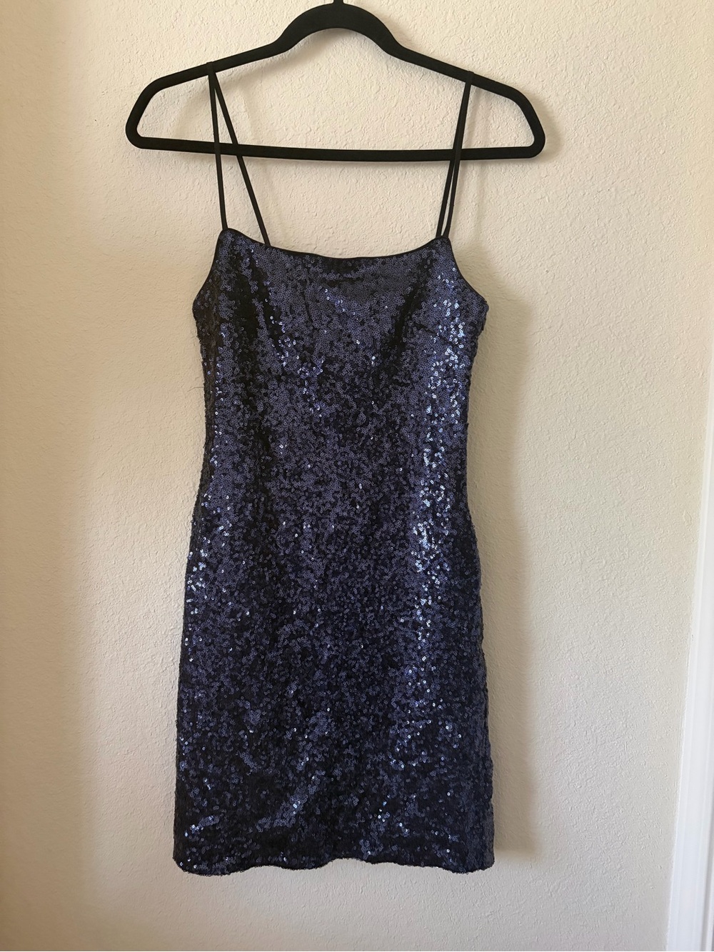 Soprano Navy Blue Sequin Mini Slip Dress